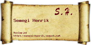 Semegi Henrik névjegykártya